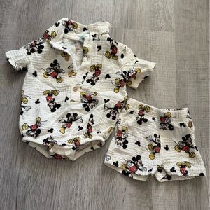 Disney Kids Matching Set - White with Mickey Mouse Print